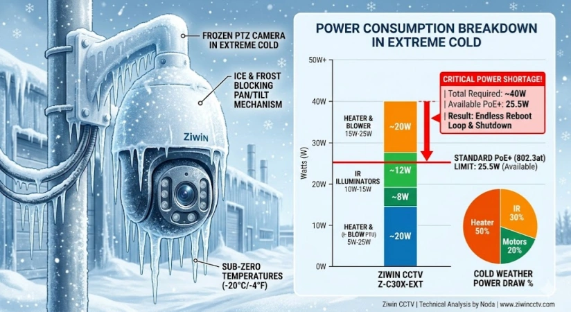 Perché la tua fotocamera PTZ si riavvia a freddo estremo: la trappola Budget PoE Power