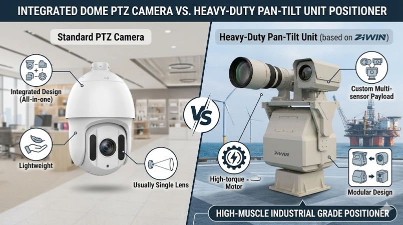 Telecamere PTZ integrate vs posizionatori Pan-Tilt per impieghi gravosi: di quale hai bisogno?